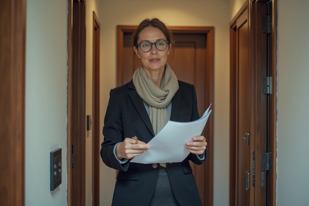 Agent immobilier montrant un appartement à un couple