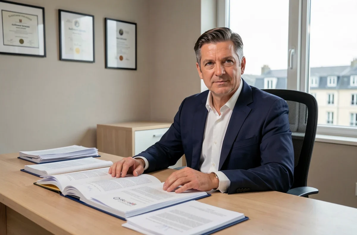 Avocat pluridisciplinaire du cabinet Samir Lourghi à Guilherand-Granges examinant des dossiers juridiques variés