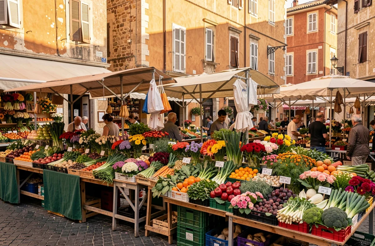 Étals de fleurs du marché du cours Saleya à Nice