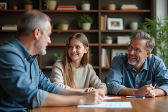 Famille multigenerational dans un bureau chaleureux
